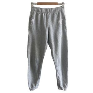 LF The Brand Grey High Rise Jogger Sweatpants Logo Tape Streetwear Lounge Fall